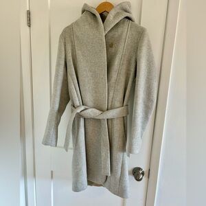 Wilfred will & cashmere Acre Robe grey peacoat with removable belt, size medium